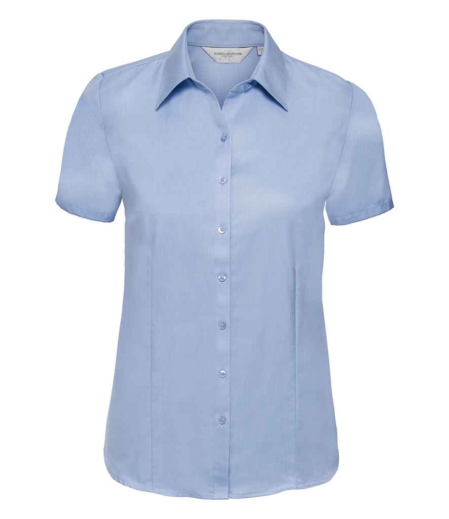 Russell Collection - Ladies Short Sleeve Herringbone Shirt - Pierre Francis