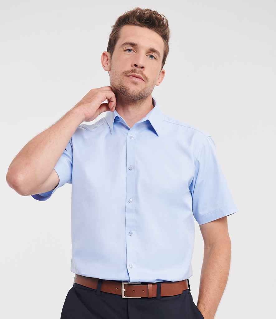 Russell Collection - Short Sleeve Herringbone Shirt - Pierre Francis
