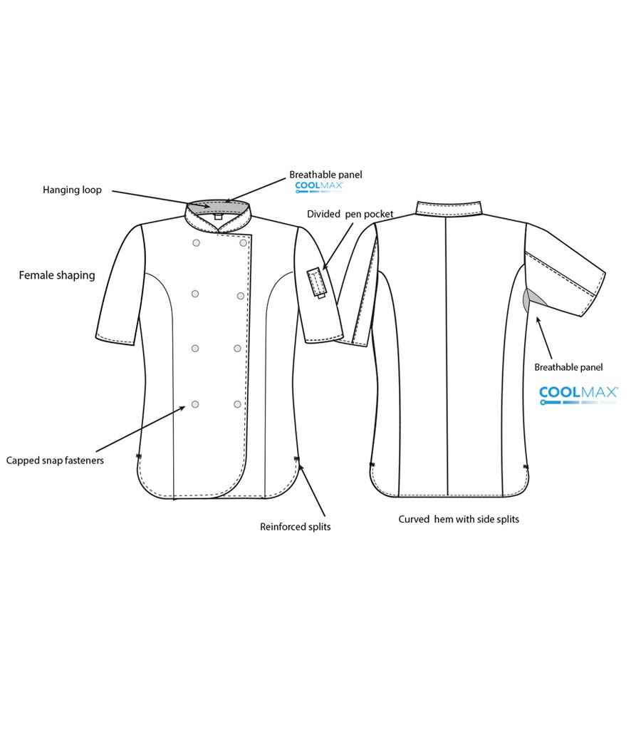 Dennys - Ladies Short Sleeve Premium Chef's Jacket - Pierre Francis