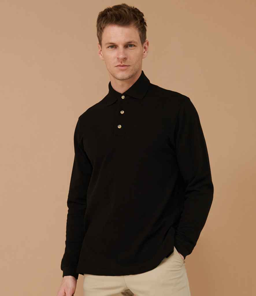 Henbury - Long Sleeve Cotton Piqué Polo Shirt - Pierre Francis