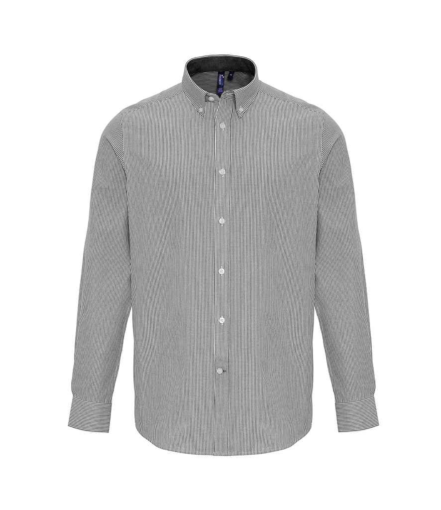 Premier - Long Sleeve Striped Oxford Shirt - Pierre Francis