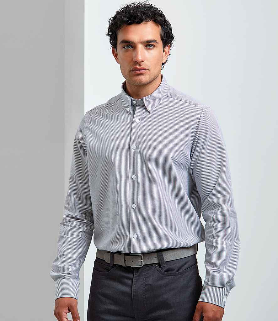 Premier - Long Sleeve Striped Oxford Shirt - Pierre Francis