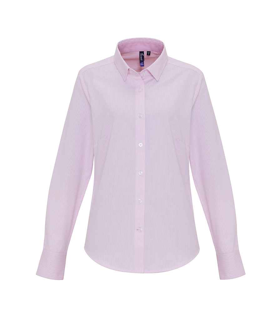 Premier - Ladies Long Sleeve Striped Oxford Shirt - Pierre Francis